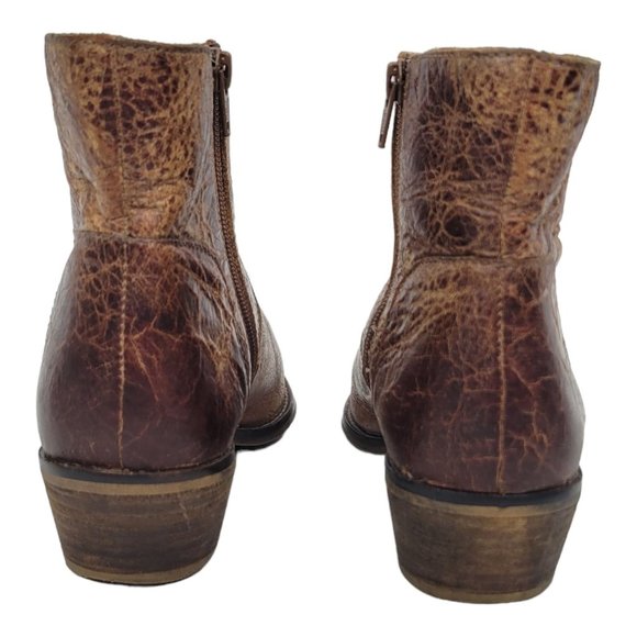 Diba True Walnut Grove Distressed Leather Ankle Boots Womens 9 Stacked Heel - Picture 5 of 12